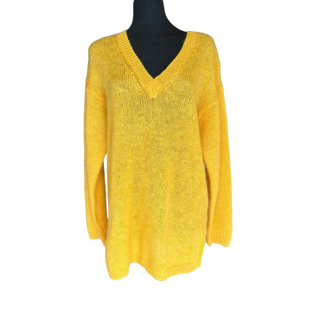 C’EST CITY MOHAIR & ACRYLIC V-NECK SWEATER TUNIC LENGTH NEW TAGS MEDIUM VINTAGE